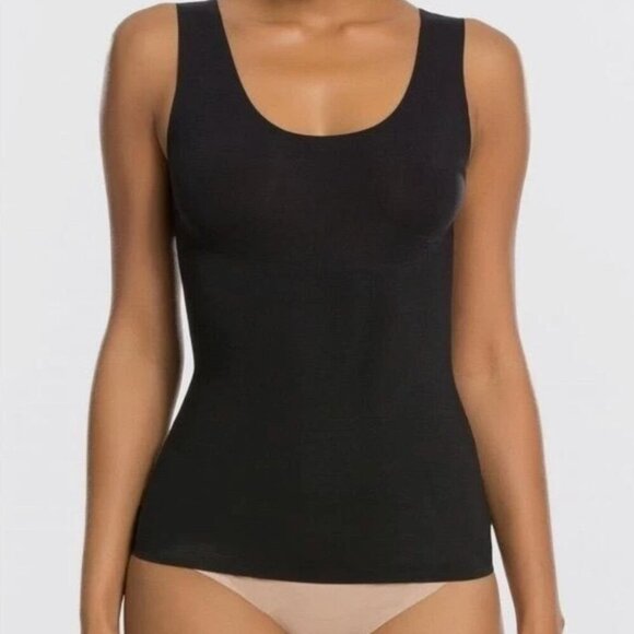 SPANX Black Tank Top with Pink Leopard Lining Size XL - Picture 1 of 5